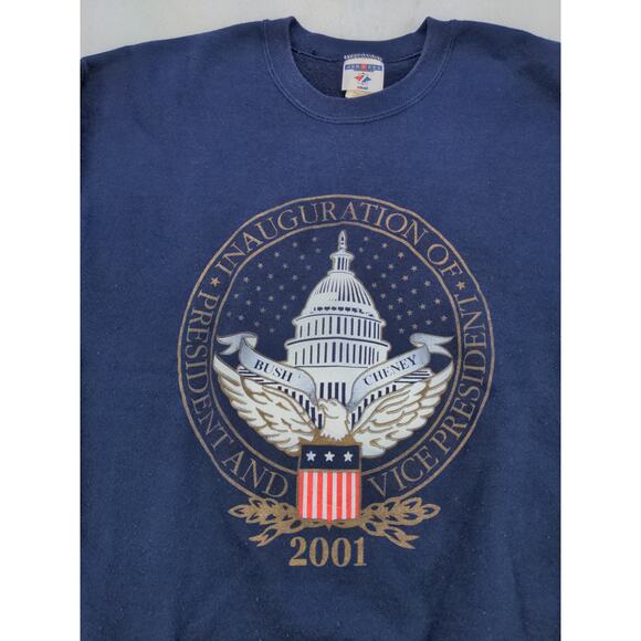Vintage Jerzees 2001 Presidential Inauguration Pullover Sweatshirt Size L Blue - Picture 5 of 11